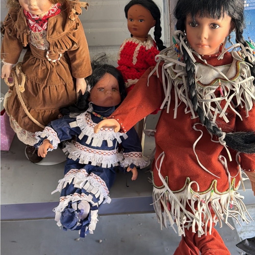 Native American-Inspired Doll Set with Fringe Outfits